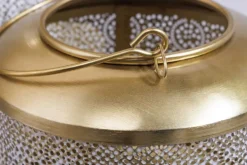 Deko Windlicht ORIENT 25cm gold Metall mit Patina handmade Laterne