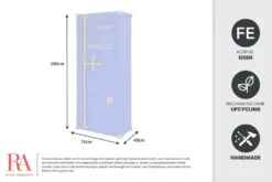 Design Aktenschrank GLOBETROTTER 180cm blau Eisen Container Upcycling Industrial