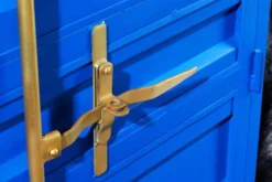 Design Aktenschrank GLOBETROTTER 180cm blau Eisen Container Upcycling Industrial