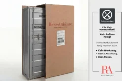 Design Aktenschrank GLOBETROTTER 180cm grau Eisen Container Upcycling Highboard
