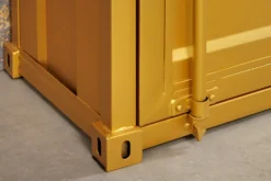 Design Aktenschrank GLOBETROTTER 180cm gold Eisen Container Upcycling Highboard