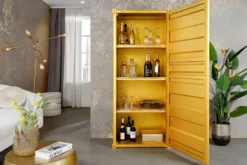 Design Aktenschrank GLOBETROTTER 180cm gold Eisen Container Upcycling Highboard