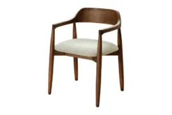 Design Armlehnen-Stuhl KENNEDY braun smoke creme aus recycelter Pinie mit Polstersitz