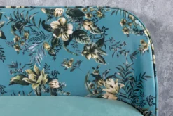 Design Bank PRÊT-À-PORTER türkis Samt florales Muster und goldene Fußkappen