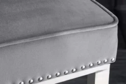 Design Barhocker CASTLE DELUXE grau Samt silber Edelstahl mit Lehne Chesterfield