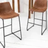 Design Barhocker DJANGO vintage braun Microfaser mit Lehne Eisengestell schwarz