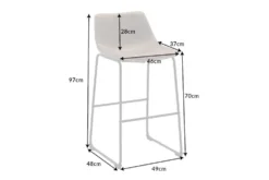 Design Barhocker DJANGO vintage braun Microfaser mit Lehne Eisengestell schwarz