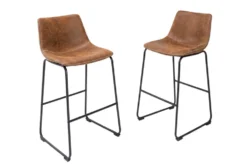 Design Barhocker DJANGO vintage braun Microfaser mit Lehne Eisengestell schwarz
