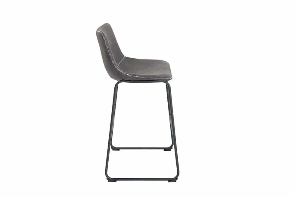 Design Barhocker DJANGO vintage grau Microfaser mit Lehne Eisengestell schwarz