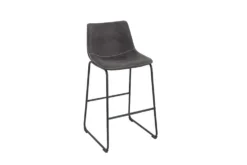 Design Barhocker DJANGO vintage grau Microfaser mit Lehne Eisengestell schwarz