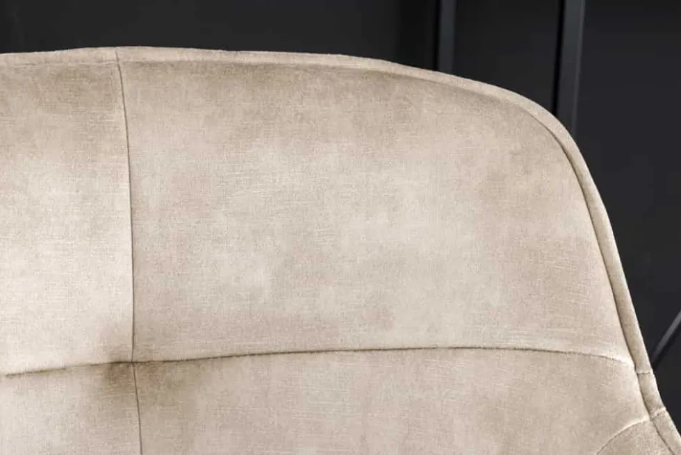 Design Barhocker EUPHORIA champagner greige Samt schwarze Metallbeine Barstuhl mit Lehne