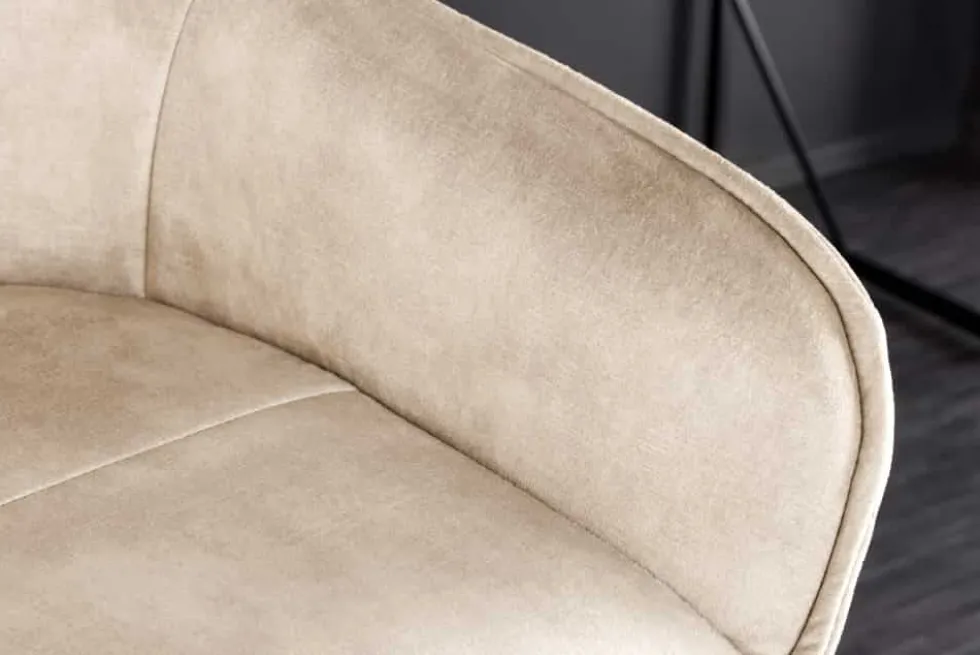 Design Barhocker EUPHORIA champagner greige Samt schwarze Metallbeine Barstuhl mit Lehne