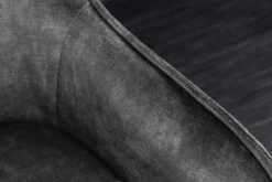 Design Barhocker EUPHORIA grau Samt schwarze Metallbeine Barstuhl mit Lehne
