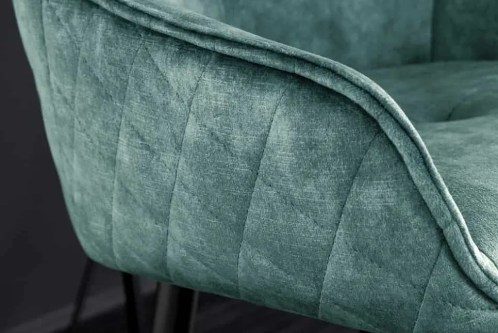 Design Barhocker EUPHORIA petrol Samt schwarze Metallbeine Barstuhl mit Lehne