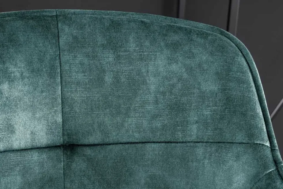 Design Barhocker EUPHORIA petrol Samt schwarze Metallbeine Barstuhl mit Lehne