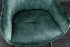 Design Barhocker EUPHORIA petrol Samt schwarze Metallbeine Barstuhl mit Lehne