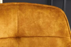 Design Barhocker EUPHORIA senfgelb Samt schwarze Metallbeine Barstuhl mit Lehne