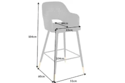 Design Barhocker PARIS grau Samt mit Lehne Metall schwarz gold Ziersteppung