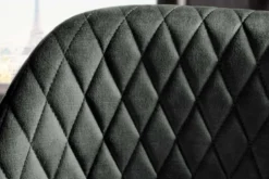 Design Barhocker PARIS grün Samt mit Lehne Metall schwarz gold Ziersteppung
