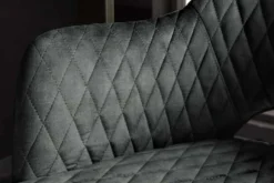 Design Barhocker PARIS grün Samt mit Lehne Metall schwarz gold Ziersteppung