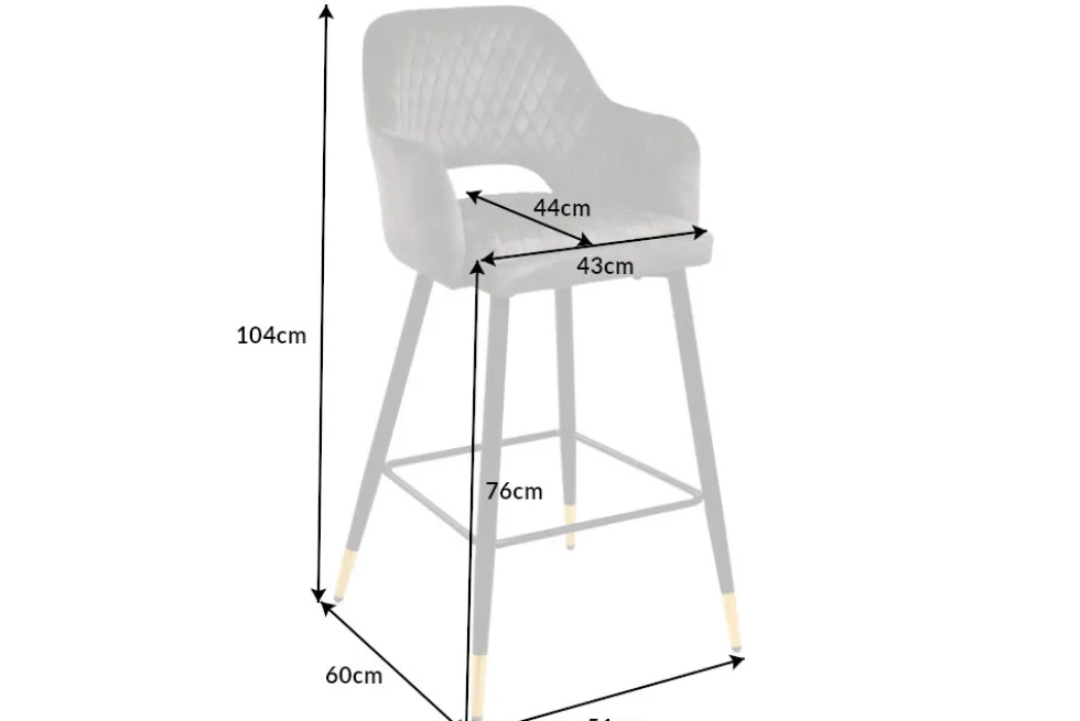 Design Barhocker PARIS grün Samt mit Lehne Metall schwarz gold Ziersteppung