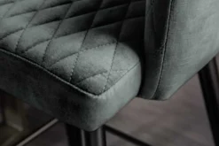 Design Barhocker PARIS grün Samt mit Lehne Metall schwarz gold Ziersteppung