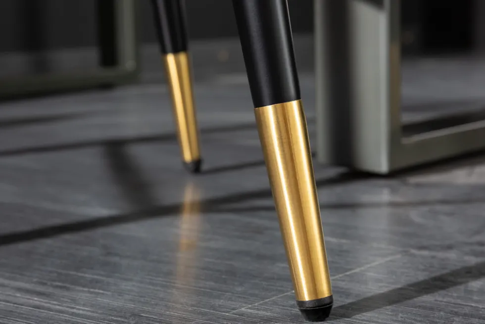 Design Barhocker PARIS petrol Samt Ziersteppung Fußkappen gold mit Armlehnen