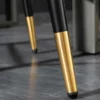 Design Barhocker PARIS senfgelb Samt mit Lehne Metall schwarz gold Ziersteppung