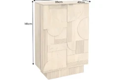 Design Barschrank ART DECO 140cm weiß gekälkt Mangoholz 3D-Front
