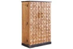 Design Barschrank BODEGA 120cm natur Pinienholz mit 3D-Front und Flaschenregal
