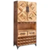 Design Barschrank BODEGA 160cm natur Pinienholz Weinregal Glashalter Schubladen