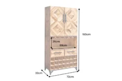 Design Barschrank BODEGA 160cm natur Pinienholz Weinregal Glashalter Schubladen