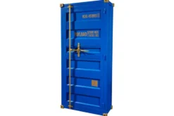 Design Barschrank Container GLOBETROTTER 180cm blau Weinregal Upcycling