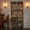 Design Barschrank LOFT 150cm natur Pinienholz Metall mit Flaschenregal