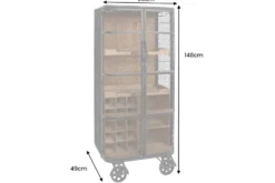 Design Barschrank LOFT 150cm natur Pinienholz Metall mit Flaschenregal