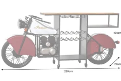 Design Bartisch EASY RIDER 230cm weiß rot schwarz Mangoholz Motorrad Upcycling