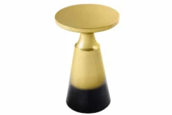 Design Beistelltisch ABSTRACT 60cm gold Metall gebürstet Patina Handarbeit rund Säulentisch