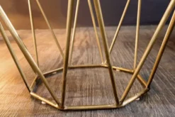 Design Beistelltisch DIAMOND 50cm weiß Marmor messing Metall