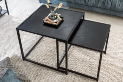 Design Beistelltische 2er Set SLIM LINE 50cm Esche schwarz Industrial Stil
