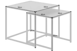 Design Beistelltische 2er Set SLIM LINE 50cm Esche schwarz Industrial Stil