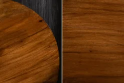 Design Beistelltisch EXTRAVAGANCIA 60cm Mangoholz massiv rund Metall Säulenfuß silber