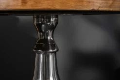 Design Beistelltisch EXTRAVAGANCIA 60cm Mangoholz massiv rund Metall Säulenfuß silber