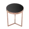 Design Beistelltisch Original ASTRO 50cm kupfer Metall schwarze Glasplatte Couchtisch rund
