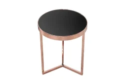 Design Beistelltisch Original ASTRO 50cm kupfer Metall schwarze Glasplatte Couchtisch rund