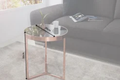 Design Beistelltisch Original ASTRO 50cm kupfer Metall schwarze Glasplatte Couchtisch rund