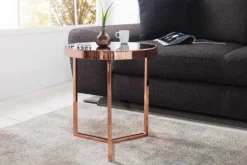 Design Beistelltisch Original ASTRO 50cm kupfer Metall schwarze Glasplatte Couchtisch rund