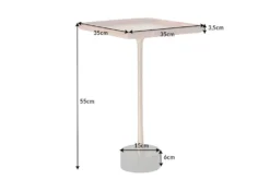 Design Beistelltisch TRAYFUL 55cm natur Akazie Massivholz schwarzer Marmorfuß gold Metall