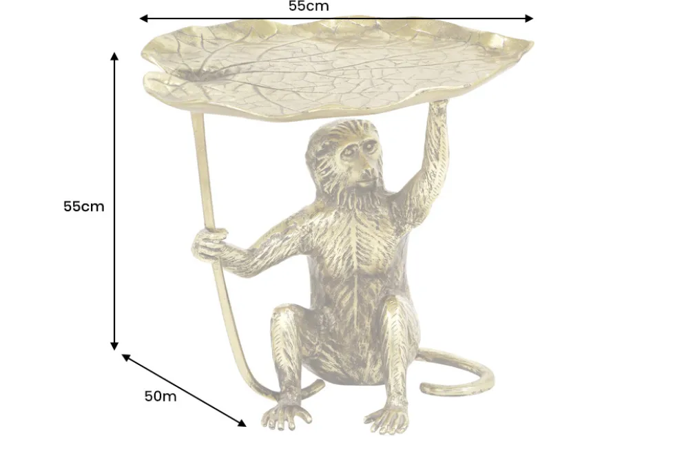 Design Beistelltisch WILDLIFE MONKEY 60cm gold antik Metall handmade