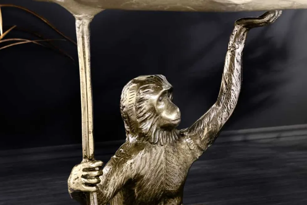 Design Beistelltisch WILDLIFE MONKEY 60cm gold antik Metall handmade