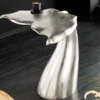 Design Beistelltisch WILDLIFE Walflosse 60cm silber Metall handmade